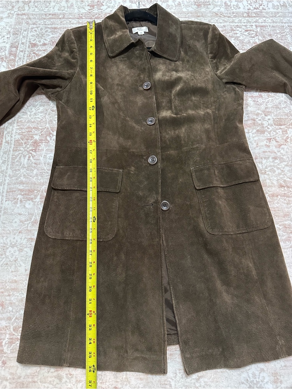 Vintage 🤎 100% Genuine Suede Trench Coat - Picture 7 of 11
